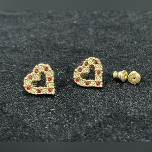Vintage AVON Sparkling Heart Valentines Day Pierced Earrings 1992
